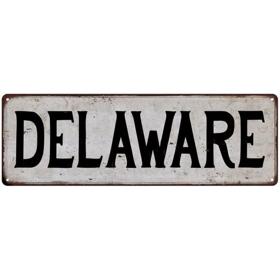 DELAWARE Vintage Look Rustic Metal 6x18 Sign City State 206180041156