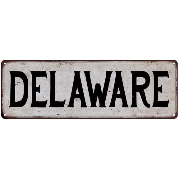 DELAWARE Vintage Look Rustic Metal 8x24 Sign City State 108240041156