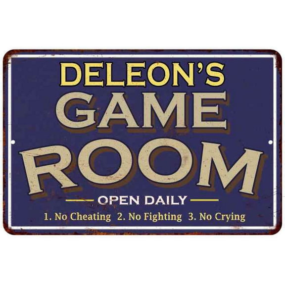 DELEON'S Blue Game Room Sign Metal Wall Decor 8x12 108120002107