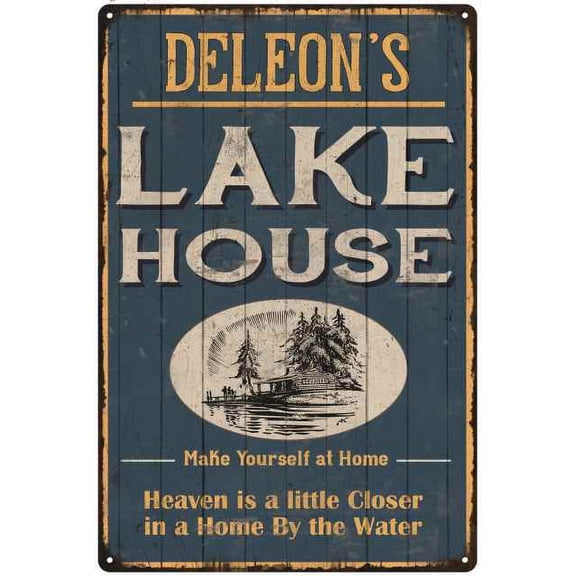DELEON'S Lake House Blue Cabin Home Decor Gift 8x12 Metal 108120038460