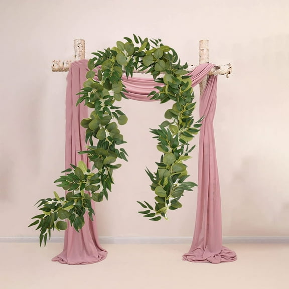 DELESYS Artificial Rattan Garland, 6.6ft Faux Rattan Leaves Greenery Garland for Wedding Backdrop Wall Flower Décor