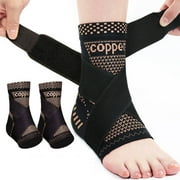 DELESYS Breathable Copper Ankle Support Sleeve Compression Sports Brace For Running Gym Foot Injury Recovery Knitted Nylon With Copper Fiber