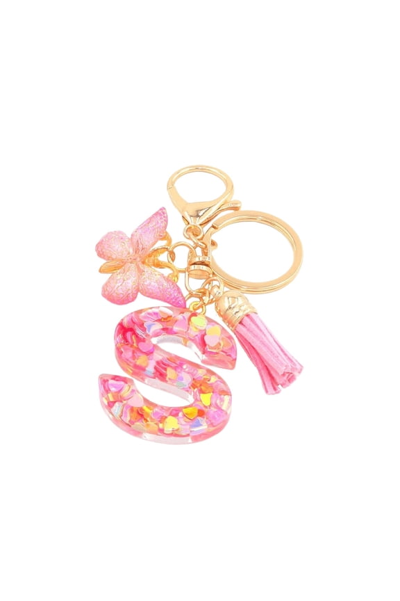 Fashion Alphabet Initial Letter Keychain Tassel Butterfly Pendant Key Ring for Purse Handbags Women Girl