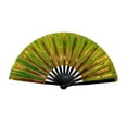thumbnail image 1 of DELESYS Large Folding Hand Rave Fan 13" Chinese Bamboo Festive Fan for Music Festival Club Party Dance Performance Gift, 1 of 3