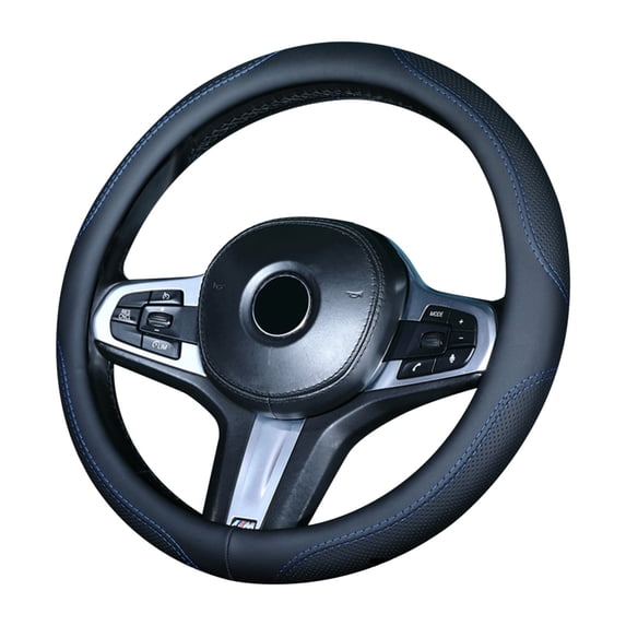 DELESYS Microfiber Leather Steering Wheel Cover for Men Women, Thin, Non-Slip, Breathable, Odorless, Universal 14.5-15 Inch