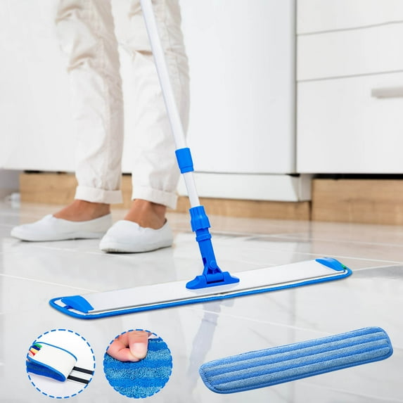 DELESYS Reusable Mop Pads for Microfiber Mop Pads Refills Mop Heads Replacement for Mopping Cloths for Multi-Surface and All Types of Floors, 45*13cm