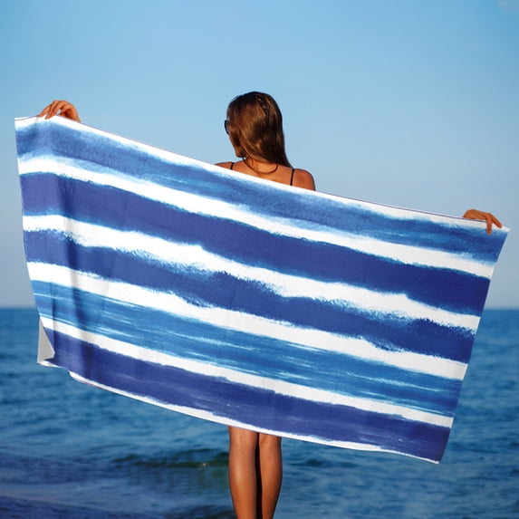 DELESYS Stripe Beach Towel Thin Terry Accessories Essentials Soft Super Absorbent Pool Travel Bath Swim Camping Towels Bulk Men Women Adults Gift, 150x75cm