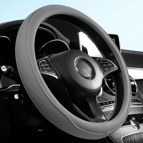 DELESYS Universal 15.7 Inch Steering Wheel Cover - Breathable PU Leather with Odorless Rubber Grip, Non-Slip Classic Design, Fits Most Cars and SUVs