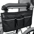 thumbnail image 1 of DELESYS Wheelchair Side Bag, Armrest Accessories Storage with Cup Holder for Most Wheelchairs, Walkers or Rollators, 12.8*7.1inches (Black), 1 of 4