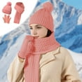 thumbnail image 1 of DELESYS Winter Beanie Hat Scarf Gloves Set for Women 3Pcs Hat Long Neck Kint Scarf Touchscreen Gloves Christmas Gift, 1 of 6