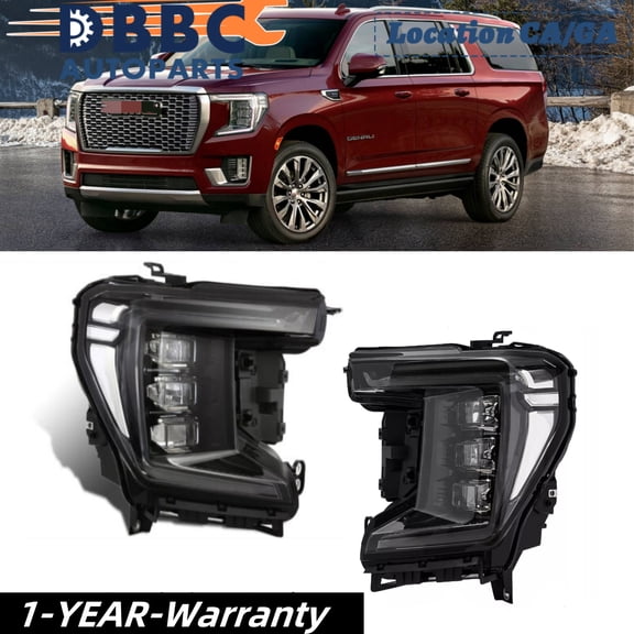 Full LED Headlight Assembly LH&RH Compatible with 20212023 GMC Yukon XL Denali AT4, Aftermarket Replacement Headlamp (Left & Right Side)