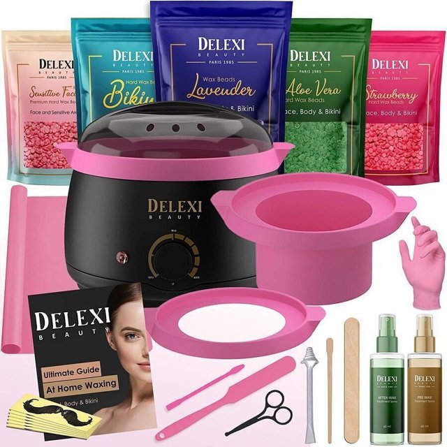 DELEXI AllInOne Professional Waxing Kit Hair Removal Home Kit Beans