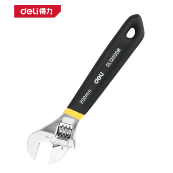 DELI Adjustable Wrench Universal Spanner Dip Plastic Carbon Steel Mechanical Workshop Hand Repair Tools Car Bicycle Wrench