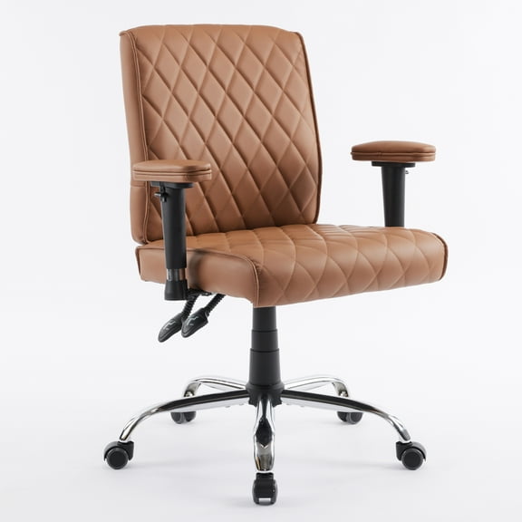 DELIA Stylish Comfortable Office Desk Chair, Customer Rolling Seat, Diamond Stitched, Adjustable Height Perfect for Office, Conference Room, Reception, Waiting Area, Cappuccino