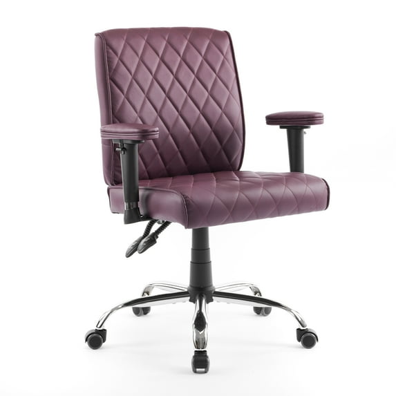 DELIA Stylish Comfortable Office Desk Chair, Customer Rolling Seat, Diamond Stitched, Adjustable Height Perfect for Office, Conference Room, Reception, Waiting Area, Burgundy