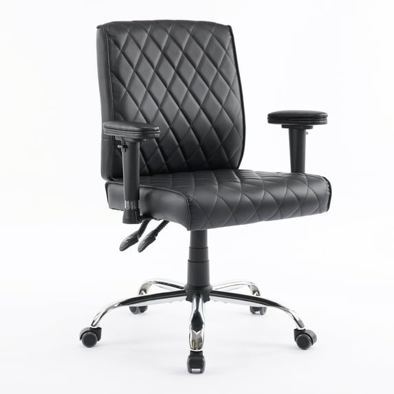 DELIA Stylish Comfortable Office Desk Chair, Customer Rolling Seat, Diamond Stitched, Adjustable Height Perfect for Office, Conference Room, Reception, Waiting Area, Black