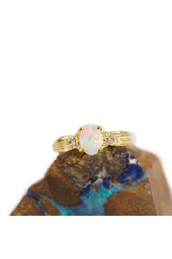 DELICATE LILI 18KT GOLD PLATED AUSTRALIAN WHITE OPAL RING