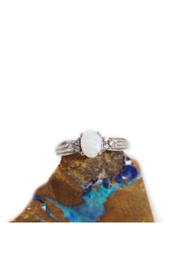 DELICATE LILI STERLING SILVER NATURAL AUSTRALIAN WHITE OPAL RING