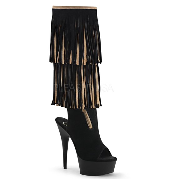 DELIGHT-2059TT, 6" Heel 1 3/4" Open Toe Heel Knee High Boot