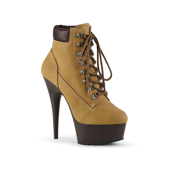 DELIGHT-600TL-02, 6" Heel 1 3/4" Platform Lace-up Front Bootie