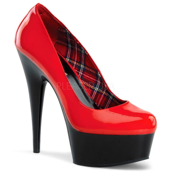 *6" Heel, 1 3/4" PF Two-Tone Plain Pump - Red/Blk, 6