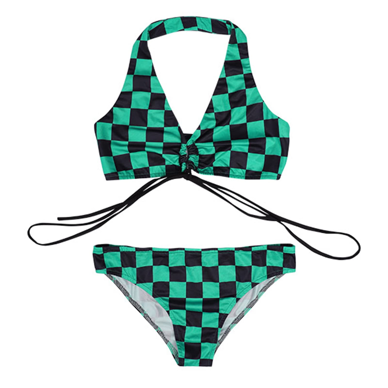 DELIHOM Womens Kanroji Mitsuri Swimsuit Anime Tanjiro Nezuko Bikini