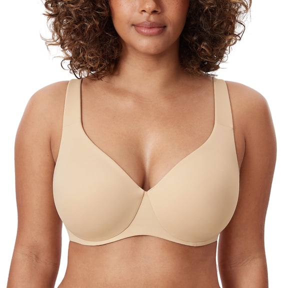 DELIMIRA Minimizer Bras for Women Full Coverage Plus Size Underwire Unlined Seamless Bra