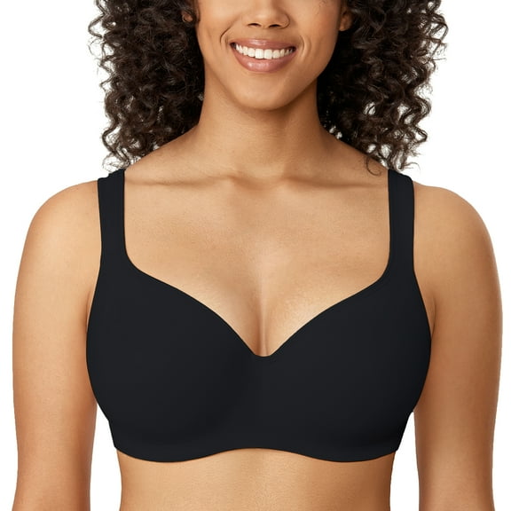 DELIMIRA Women's Balconette Bra Plus Size Full Coverage Tshirt Seamless Underwire Bras