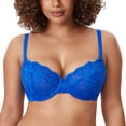 thumbnail image 1 of DELIMIRA Women's Balconette Bra Plus Size Lace Sexy Underwire Unlined Push Up See Through Bras, 1 of 4