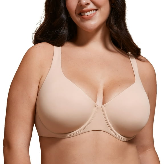 DELIMIRA Women's Confishape Balconette Bra Supportive Full Coverage Plus Size Bras Underwire Unlined