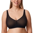 thumbnail image 1 of DELIMIRA Women's Cosnufy Sheer Mesh Bra Wireless Full Coverage Plus Size Unlined Bras, 1 of 5