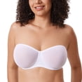 thumbnail image 1 of DELIMIRA Women's Cosnufy Strapless Bra Sheer Mesh Plus Size Unlined Underwire Bras, 1 of 4