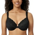 thumbnail image 1 of DELIMIRA Women's Front Closure Bras Plus Size Full Coverage Underwire Unlined Lace Bra, 1 of 5