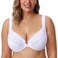 thumbnail image 1 of DELIMIRA Women's Front Closure Bras Plus Size Lace Full Coverage Underwire Unlined Bra, 1 of 5
