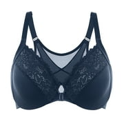 DELIMIRA Womens Front Closure Bras Posture Full Coverage Plus Size Lace Underwire Unlined Bra
