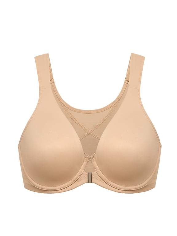 Women's Front Closure Bras Posture Full Coverage Plus Size Underwire Unlined Seamless Bra