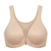 DELIMIRA Womens Front Closure Bras Posture Full Coverage Plus Size Underwire Unlined Seamless Bra
