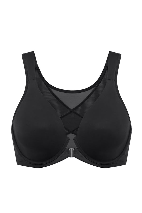 Women's Front Closure Bras Posture Full Coverage Plus Size Underwire Unlined Seamless Bra
