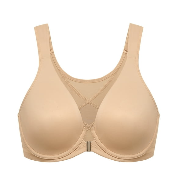 DELIMIRA Women's Front Closure Bras Posture Full Coverage Plus Size Underwire Unlined Seamless Bra