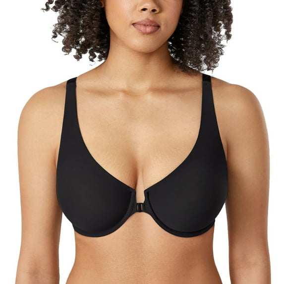 DELIMIRA Women's Front Closure Bras Seamless Plus Size Plunge Underwire Unlined Comfortable Bra