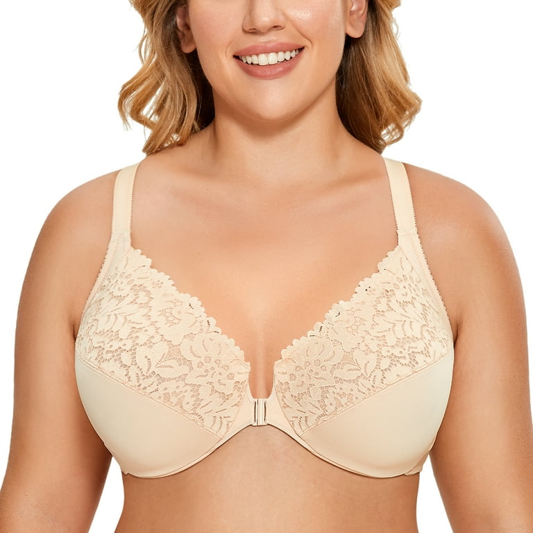 DELIMIRA Women's Full Coverage Front Closure Back Support Posture