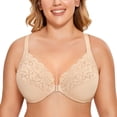 thumbnail image 1 of DELIMIRA Women's Front Closure Plus Size Full Coverage Lace Underwire Racerback Bra, 1 of 7
