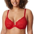 thumbnail image 1 of DELIMIRA Women's Front Closure Lace Underwire Bras Plus Size Sexy Plunge Unlined Bra, 1 of 4