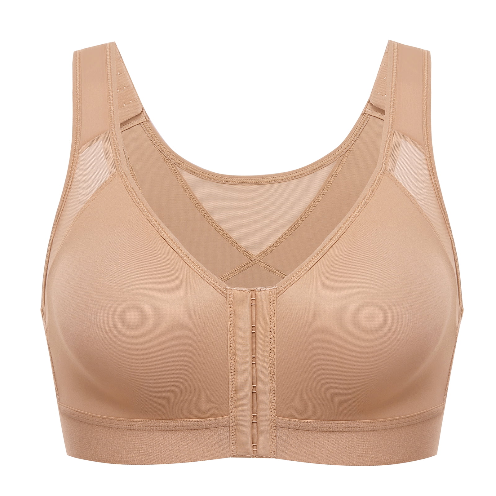 Delimira Womens Front Closure Posture Wireless Back Support Full Coverage Bra Plus Size 