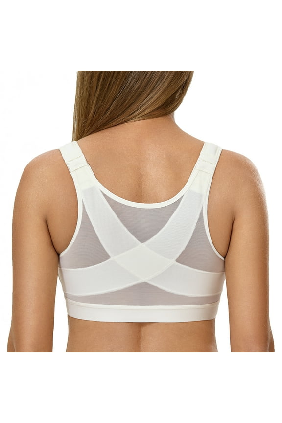 Women's Front Closure Posture Wireless Back Support Full Coverage Bra Plus Size