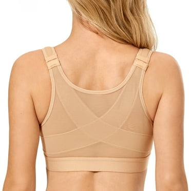 DELIMIRA Women's Front Closure Posture Wireless Back Support Full Coverage Bra Plus Size