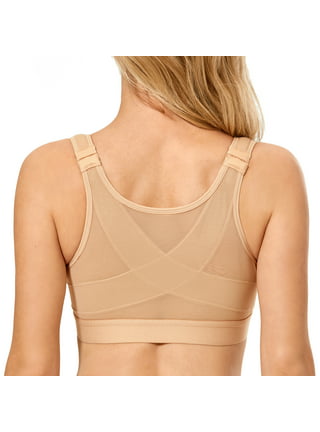 Front Closure Bra for Women Plus Size Breast Back Support Posture Corrector  Bras Criss Cross Halter Top Underwear (Color : Black, Size : L/Large)  (Beige L/Large) : : Health & Personal Care