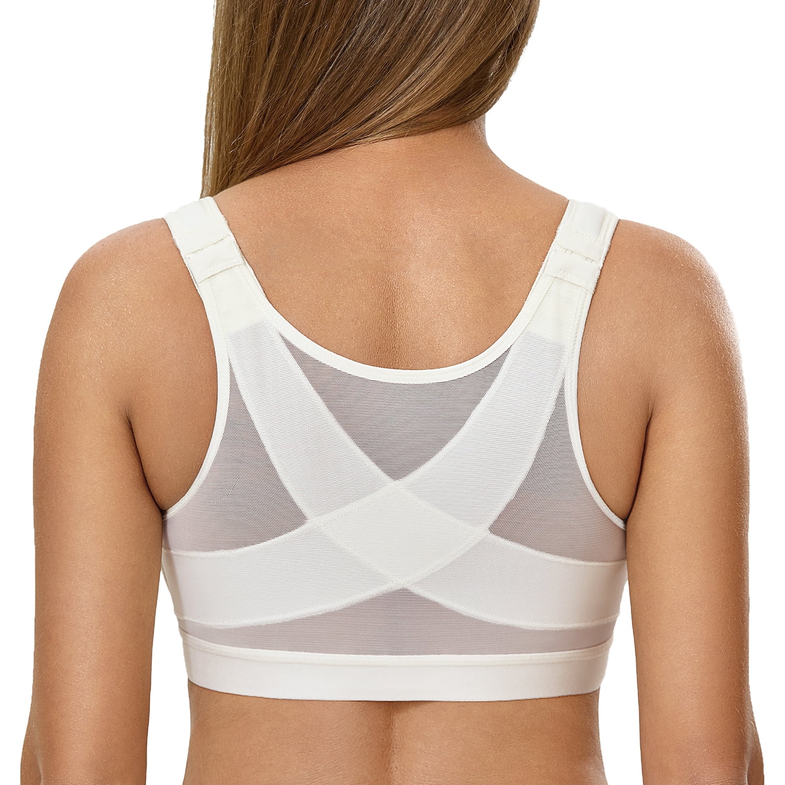 DELIMIRA Women's Front Closure Posture Wireless Back Support Full Coverage Bra Plus Size