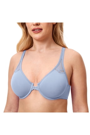 Women's Front Closure Racerback Bras Plus Size Full Coverage Underwire Unlined Bra