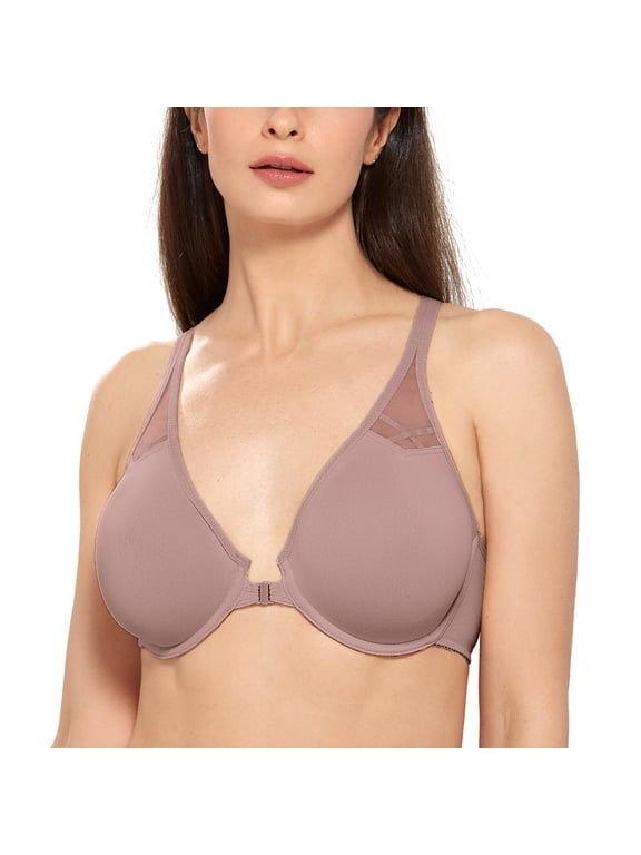 Women's Front Closure Racerback Bras Plus Size Full Coverage Underwire Unlined Bra